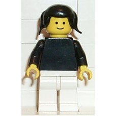 pln022 Plain Black Torso with Black Arms, White Legs, Black Pigtails Hair 